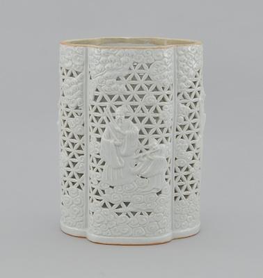 Appraisal: A Chinese Ceramic Blanc de Chine Vase Reticulated ceramic vase