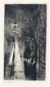 Appraisal: LESSER URY Two etchings with drypoint Sonnenuntergang am Grunewaldsee x