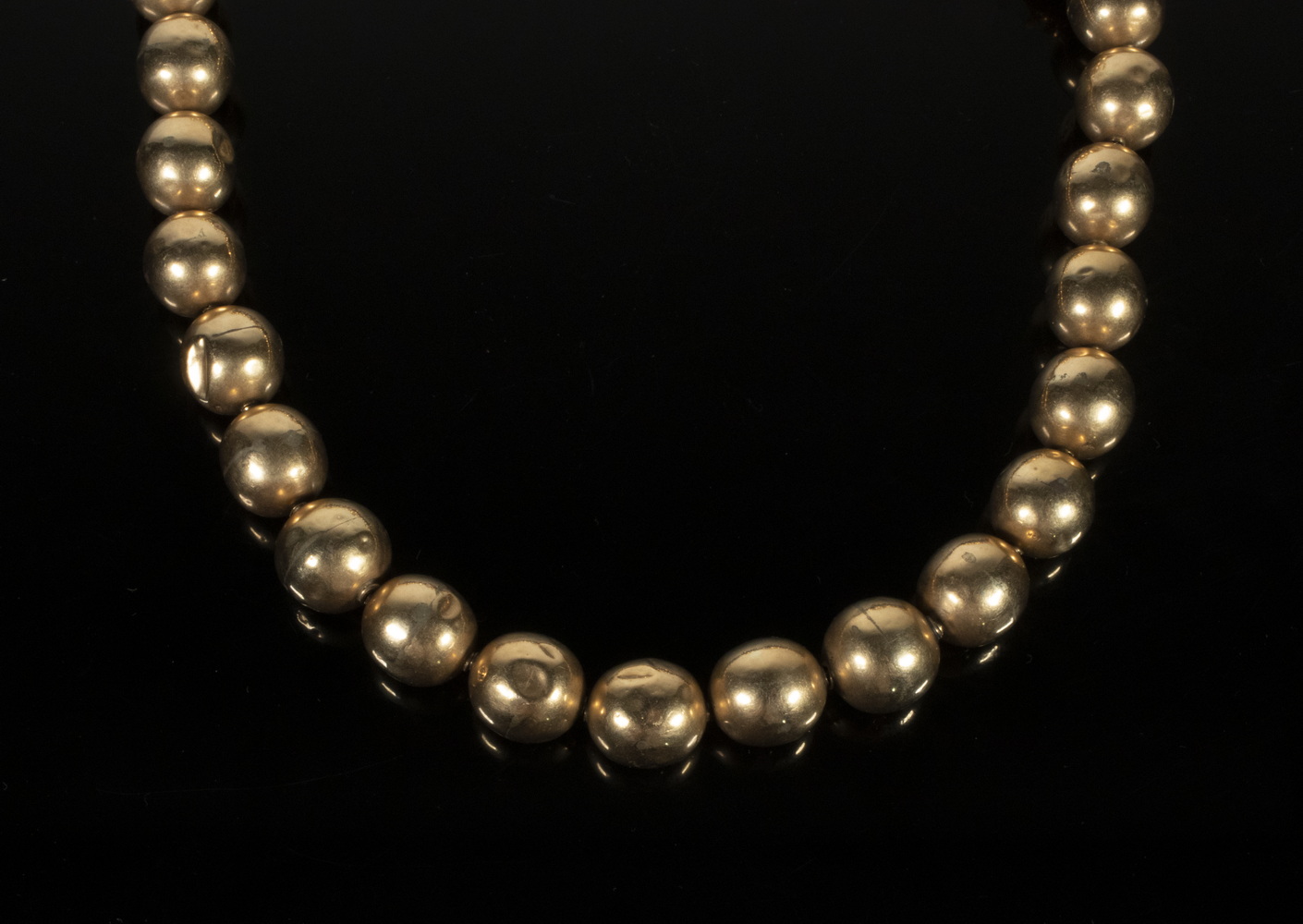 Appraisal: GOLD BEAD NECKLACE K Yellow Gold Large Hollow Bead Necklace