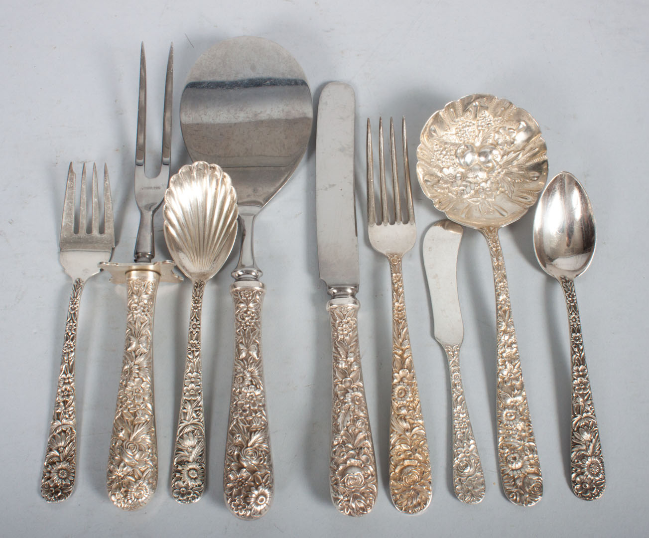 Appraisal: S Kirk Son Repousse sterling silver flatware comprising pieces including