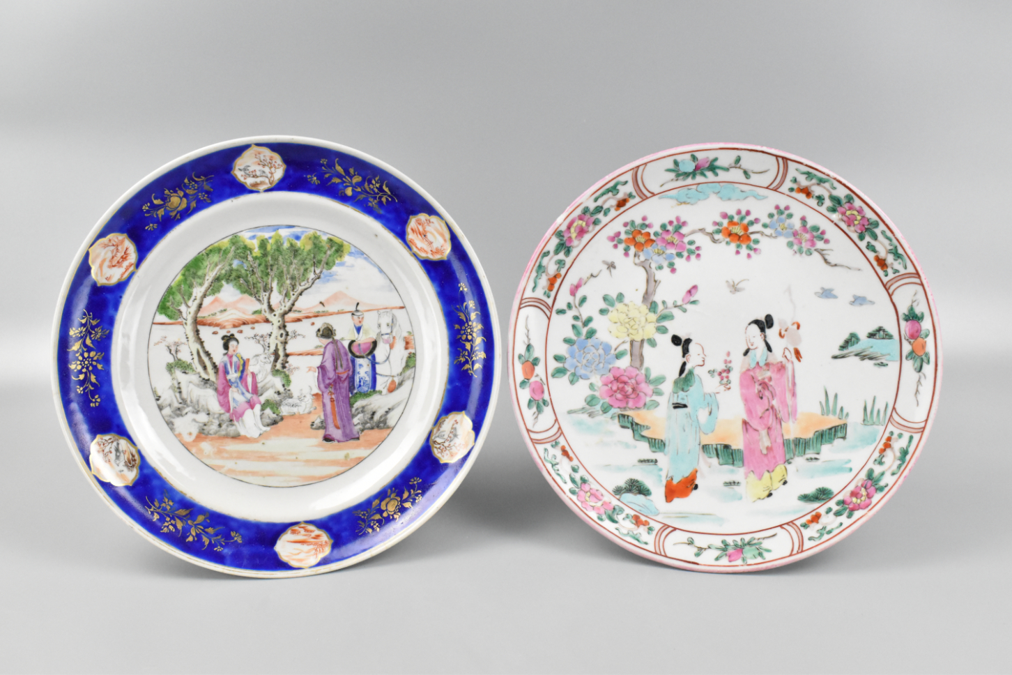 Appraisal: Two Chinese famille rose plates One has a pink and