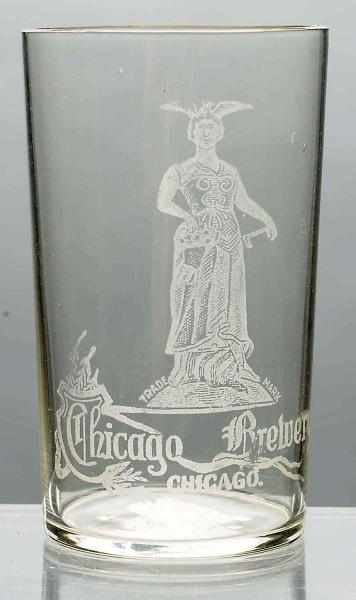 Appraisal: Chicago Brewery Acid-Etched Beer Glass Nice clean imprint Very light