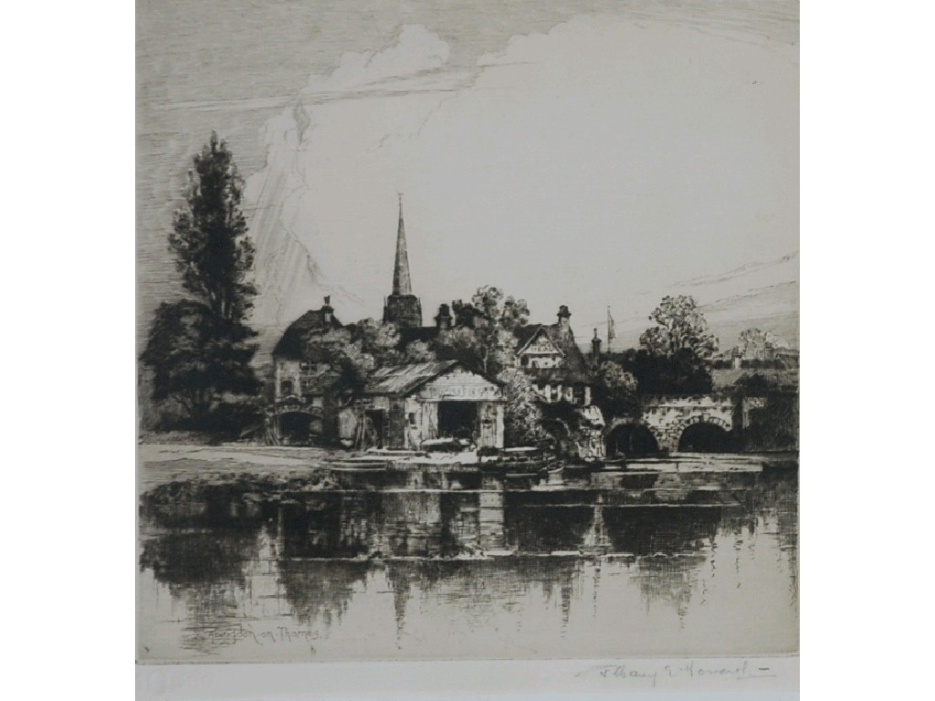 Appraisal: ALBANY E HOWARTH - PAIR OF ETCHINGS 'Iffley on Thames'