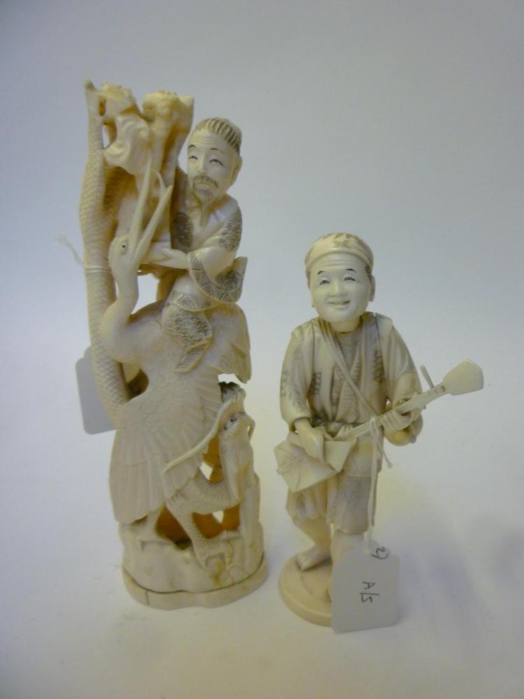 Appraisal: A JAPANESE IVORY OKIMONO Meiji Period carved as a man