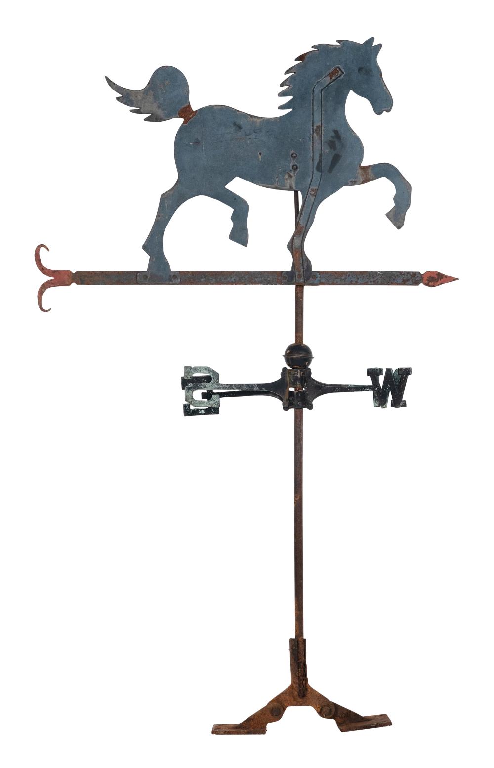 Appraisal: SHEET METAL PRANCING HORSE WEATHER VANE EARLY TH CENTURY HEIGHT