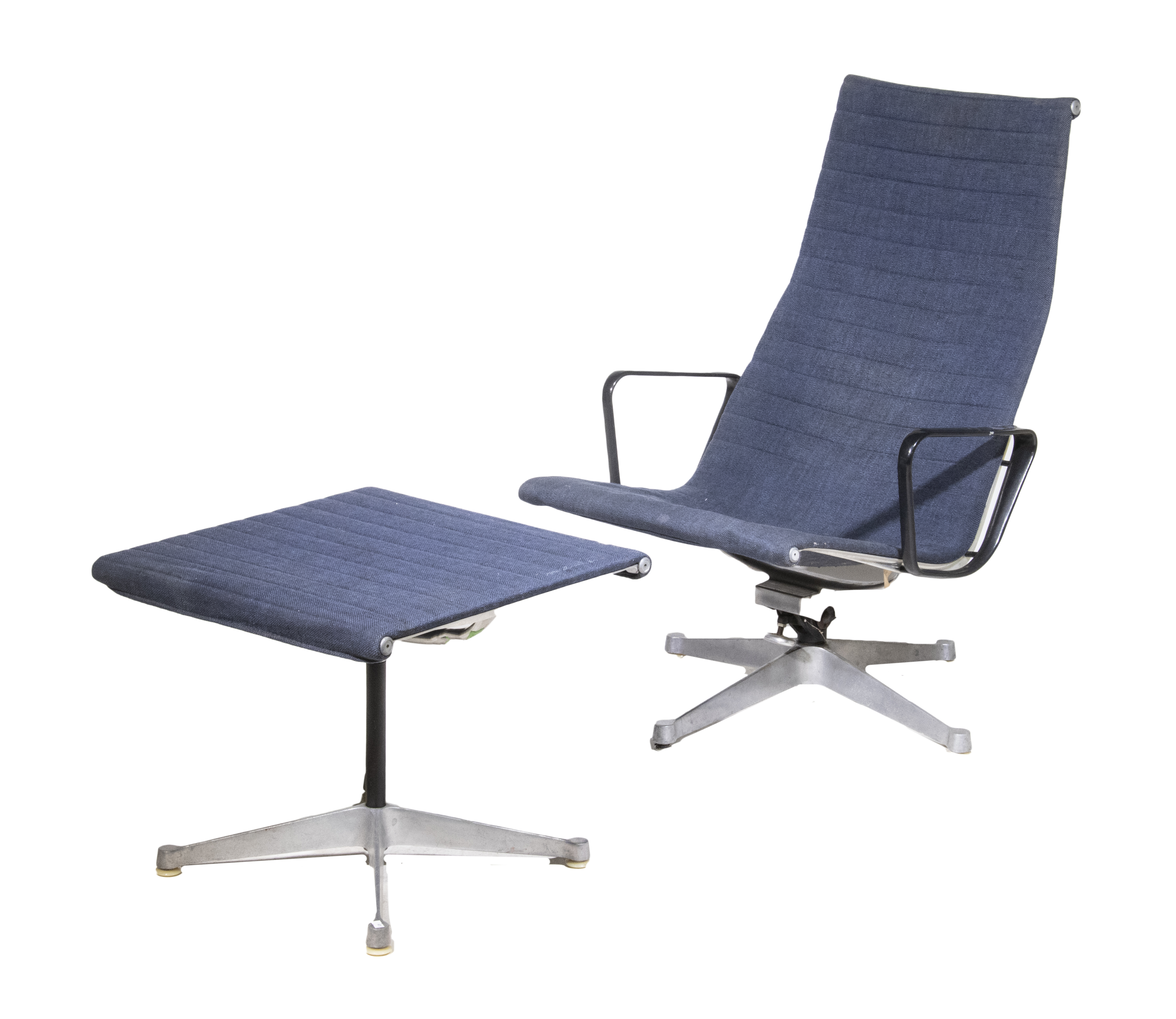 Appraisal: EAMES ALUMINUM GROUP CHAIR OTTOMAN SET Piece Vintage Lounge Chair