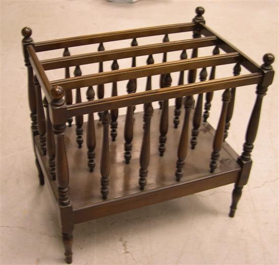 Appraisal: Canterbury stand dark wood spindles with three compartments h x