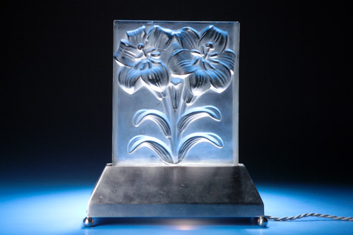 Appraisal: R LALIQUE Architectual panel Lys c clear and frosted decorated