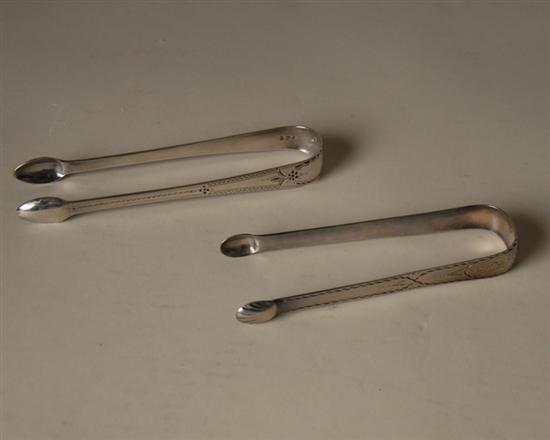 Appraisal: Two th C British Sugar Tongs one bearing Dublin marks