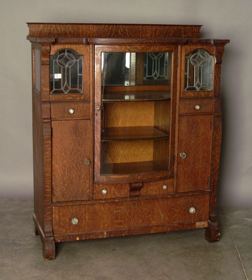 Appraisal: Depression oak china cabinet h x w