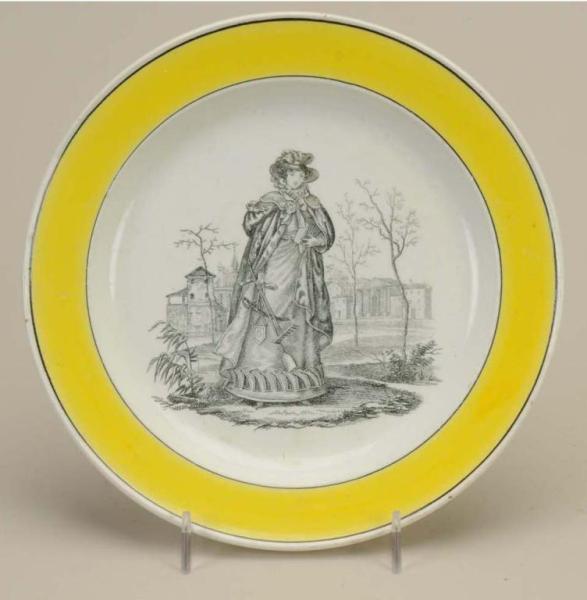 Appraisal: Creil Soft Paste Plate Description Circa Transfer decorated female in