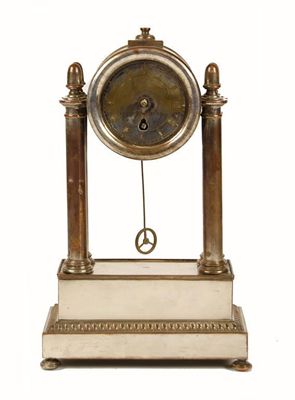 Appraisal: A French plated on copper portico clock hands missing in