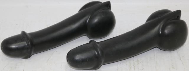 Appraisal: LOT OF TWO BLACK DIORITE STONE PHALLIC AMULETS VERY HEAVY