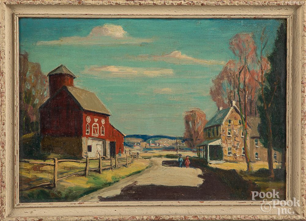 Appraisal: Two oil country scenes early th c Two oil country