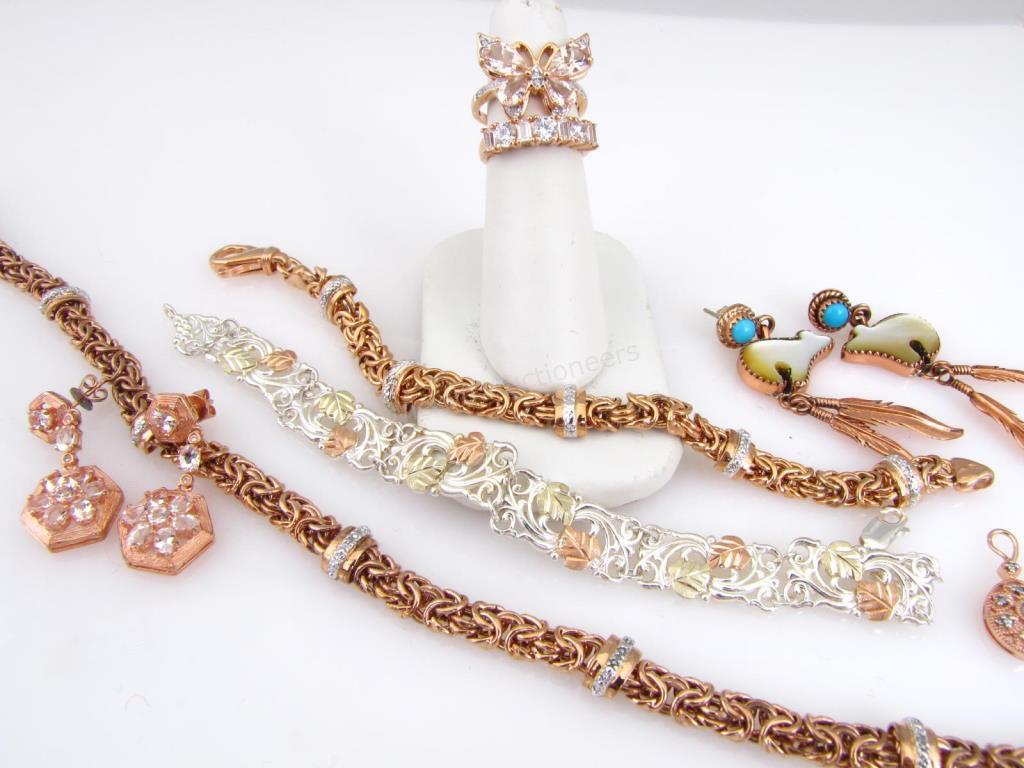 Appraisal: A group of sterling silver jewelry all with rose gold