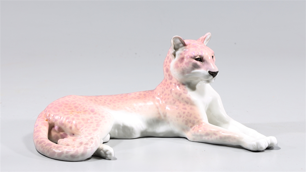 Appraisal: Nymphebburg porcealin lying panther number sun bleached glaze light age