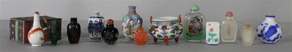 Appraisal: GROUP OF CHINESE SNUFF BOTTLES AND MINIATURES including a flattened