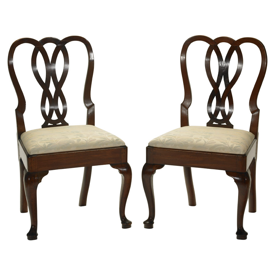 Appraisal: Pair of George II Walnut Side Chairs Provenance Sotheby's at