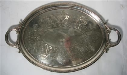 Appraisal: Sheffield Silverplate TrayWith bead edge handled with an overall chased