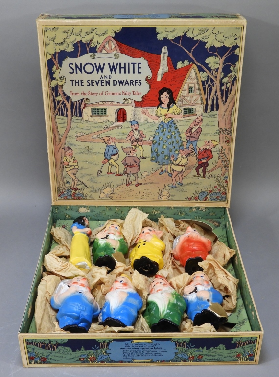 Appraisal: RARE DISNEY SNOW WHITE DWARVES PAPIER MACHE SET German Circa