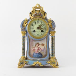 Appraisal: Antique Sevres Style Bronze Mounted Cloisonn Porcelain Mantel Clock Decorated