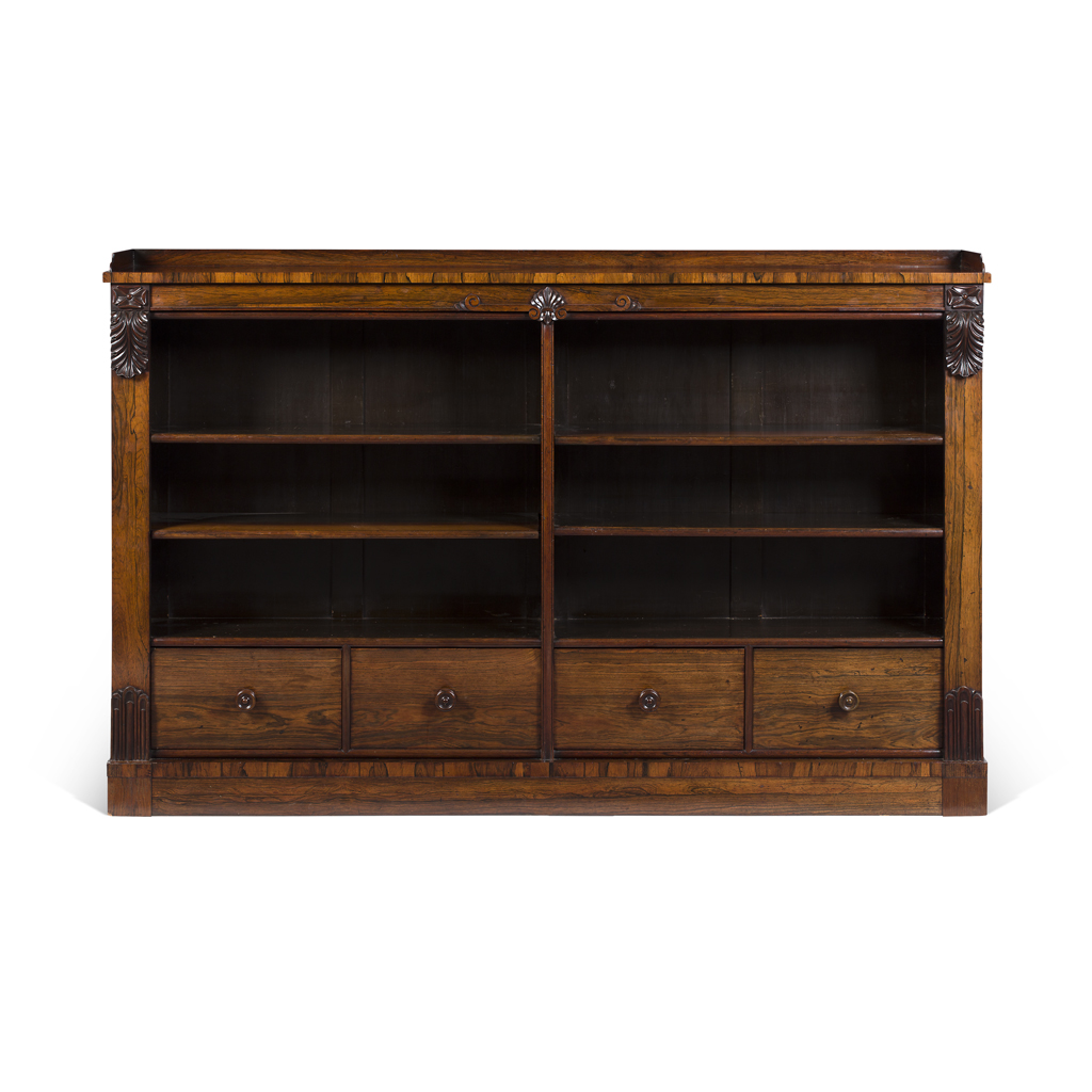 Appraisal: GEORGE IV ROSEWOOD LOW OPEN BOOKCASE EARLY TH CENTURY the