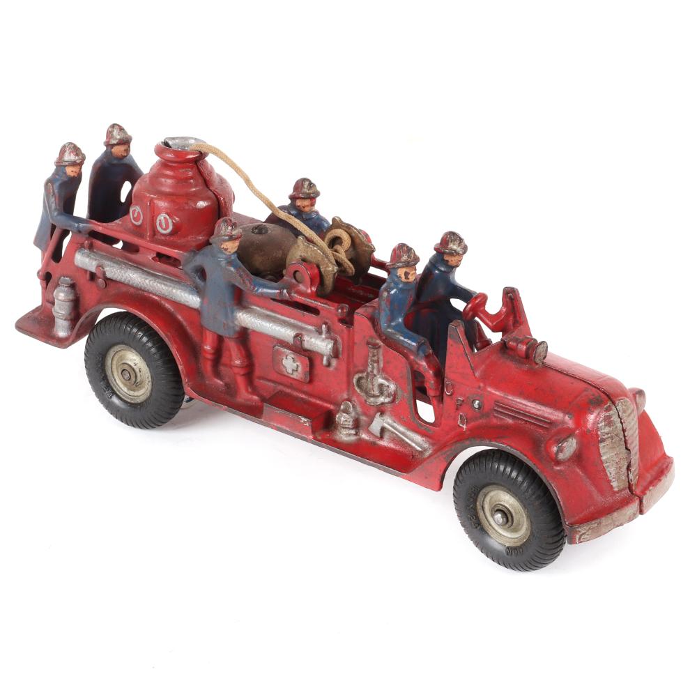 Appraisal: ARCADE CAST IRON FIRE PUMPER ENGINE WITH FIREMEN TOY TRUCK