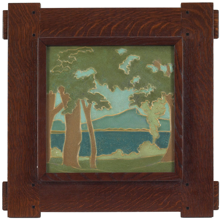 Appraisal: Good Rookwood Faience tile beautiful landscape in colorful matte glazes