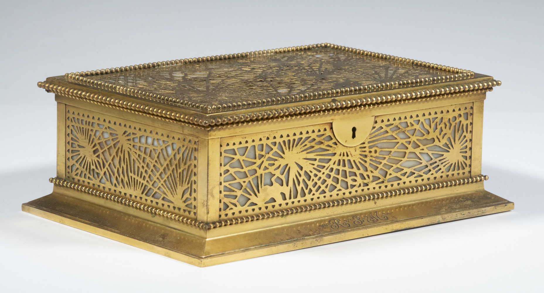 Appraisal: TIFFANY STUDIOS PINE NEEDLE BOX Early th c Gilt Bronze