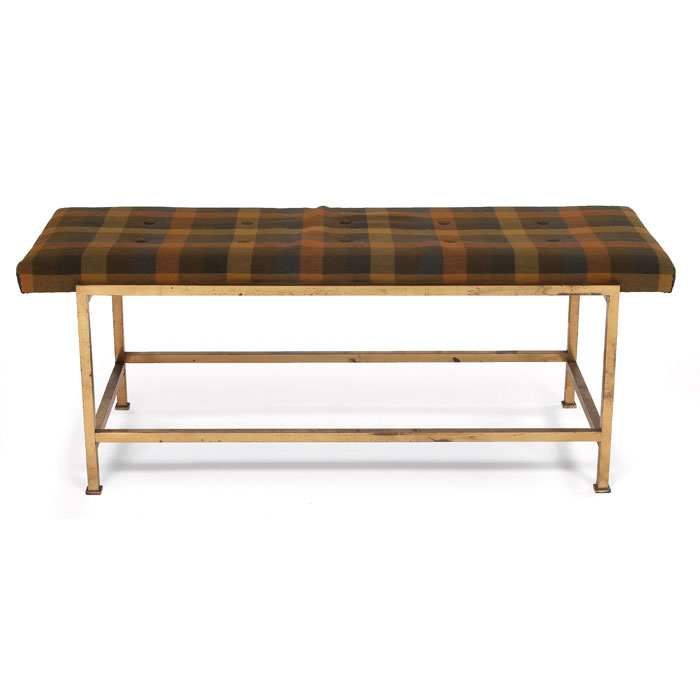 Appraisal: Edward Wormley bench by Dunbar square brass frame with square