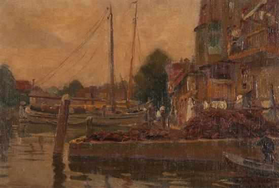 Appraisal: Irving R Bacon American - ''Evening in Dortrecht Holland'' oil