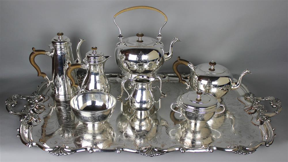 Appraisal: CRICHTON BROTHERS ARMORIAL SILVER TEA AND COFFEE SERVICE London -