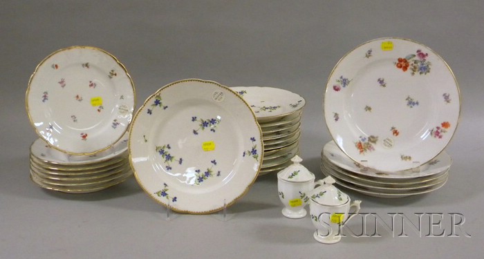 Appraisal: Group of Porcelain Dishes eleven scalloped-edge plates with blue floral