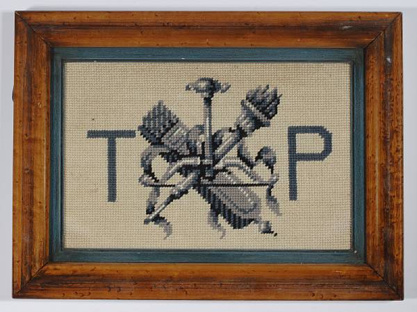 Appraisal: A Tyrone Power family crest embroidery s Rendered in shades