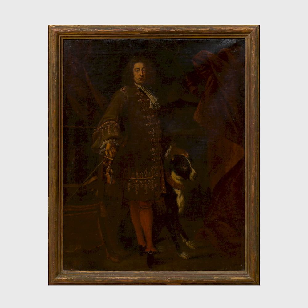 Appraisal: Attributed to John Baptist Closterman - Courtier with His Dog