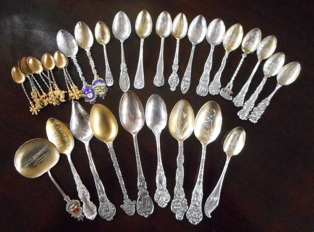 Appraisal: THIRTY-FIVE ASSORTED SILVER FLATWARE sterling silver souvenir spoons some having