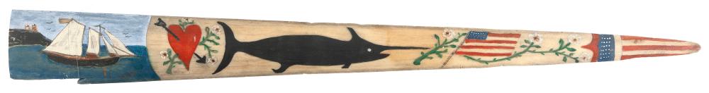 Appraisal: PAINT-DECORATED SWORDFISH BILL MID- TH CENTURY LENGTH PAINT-DECORATED SWORDFISH BILL