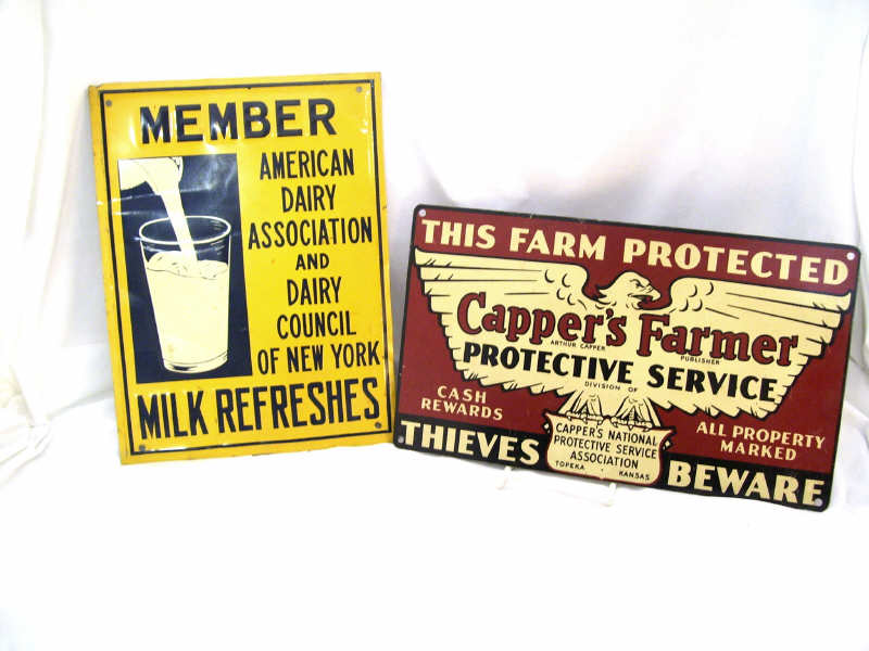 Appraisal: - Advertising Tin Signs Includes Member American Milk Association and