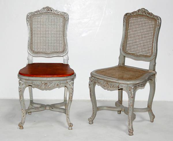 Appraisal: A set of six Louis XV style painted side chairs