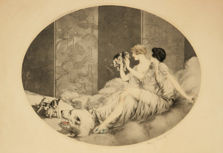 Appraisal: Louis Icart French - Puppies Etching drypoint and aquatint in