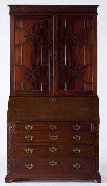 Appraisal: George III Secretary Bookcaselate th century mahogany and mahogany veneer