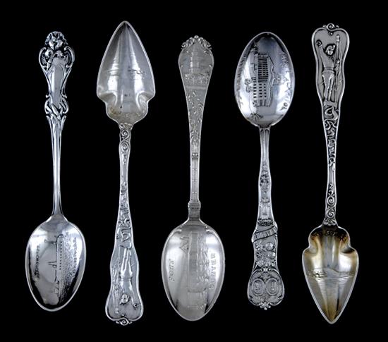 Appraisal: Sterling Southern souvenir spoons four monuments of Fort Sumter Charleston