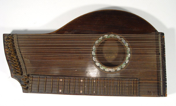 Appraisal: Rosewood zither with mother of pearl inlay cm in length