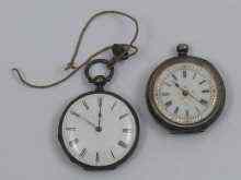 Appraisal: Two white metal tests silver fob watches c