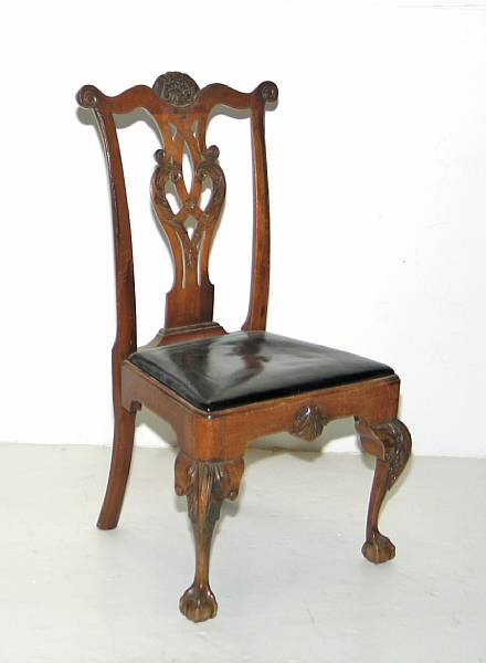 Appraisal: A Chippendale style mahogany armchair mid th century height in