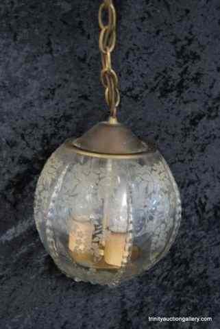 Appraisal: Vintage Etched Glass Brass Light FixtureThis is a nice vintage