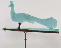 Appraisal: ANTIQUE COPPER SILHOUETTE PEACOCK WEATHERVANE The flat cutout peacock and