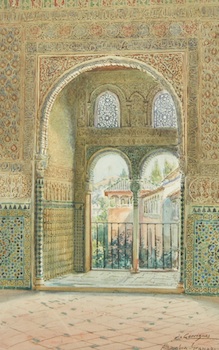 Appraisal: Attr Agustin Lhardy Garrigues Spanish - Alhambra Granada Watercolor on