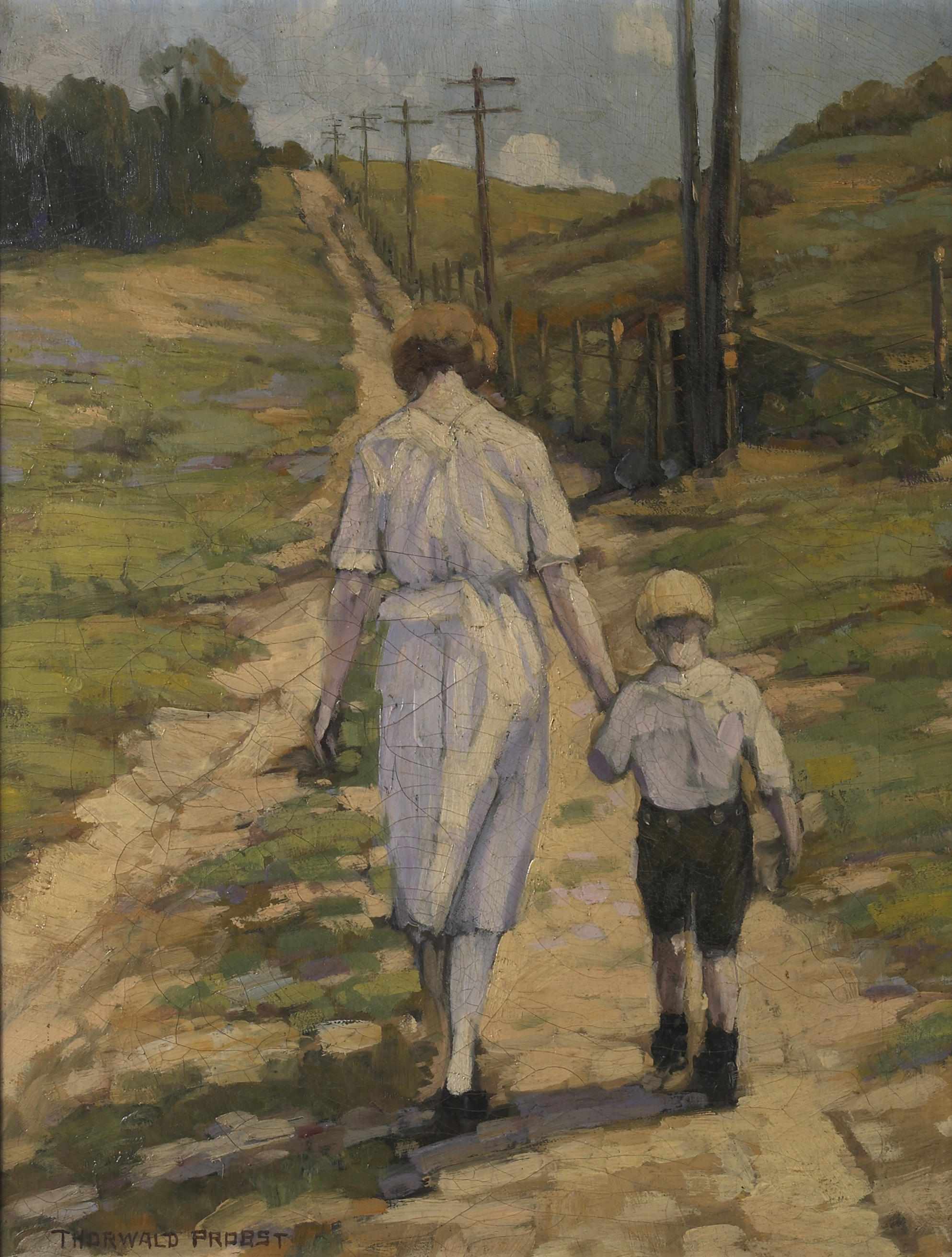 Appraisal: Thorwald Probst American - Two figures on a country road