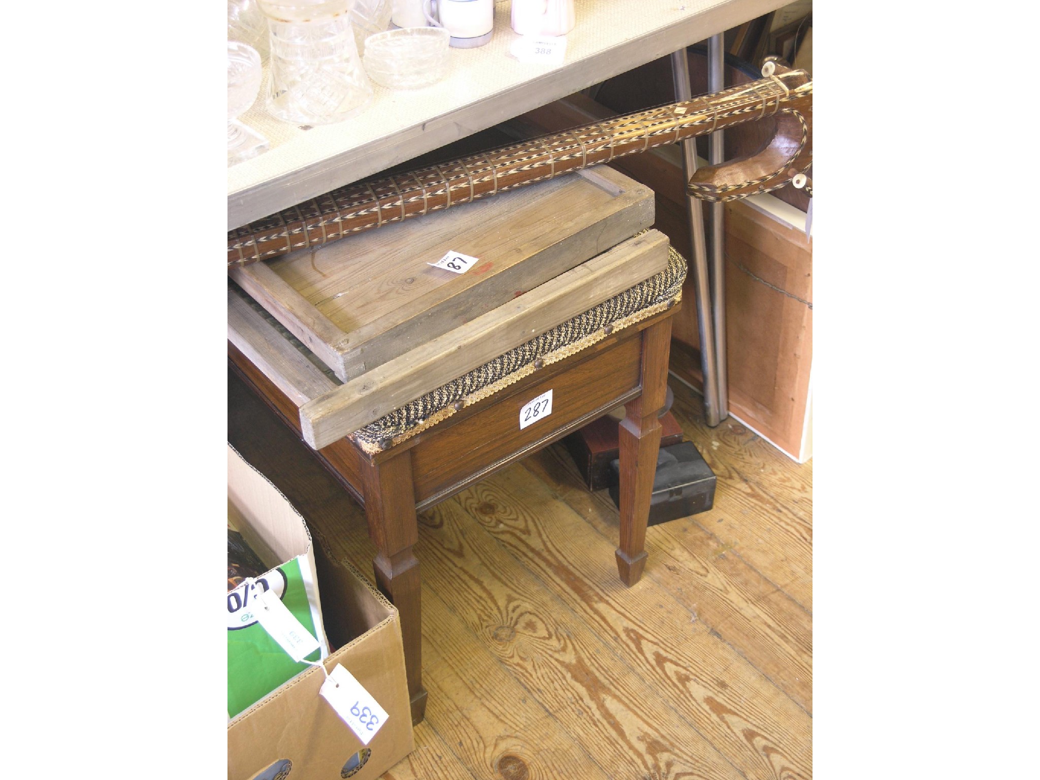 Appraisal: A Victorian rosewood piano stool brass pan scale with weights